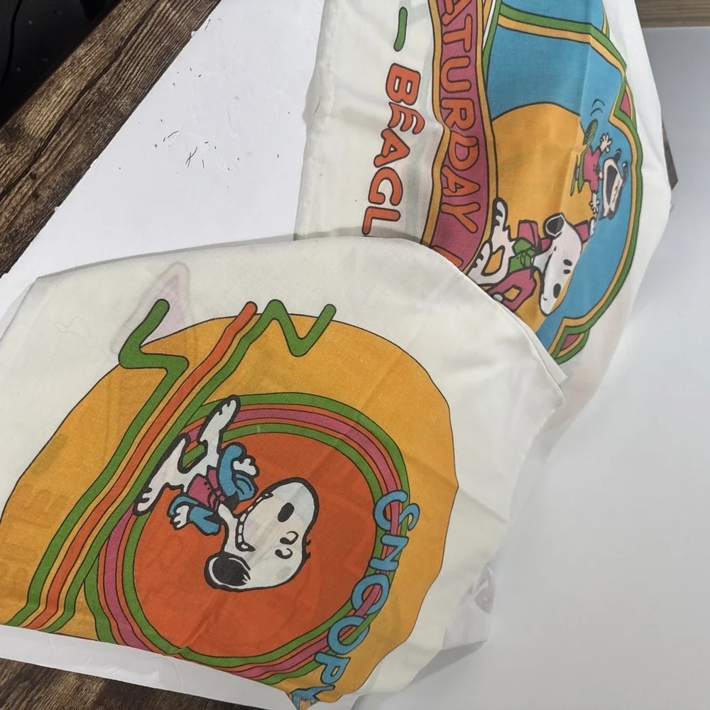 Peanuts Vintage‎ Disco Fever 4 Piece FULL Sheet Set 1970's 2 Pillow Cases